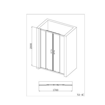 Milano Wall To Wall Bathroom Partition 1700*2000 Chrome (Na-4C)